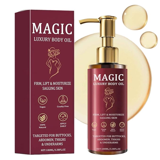Magic Body Firming Oil, Luxury Body Oil for Crepe Skin, Tightening & Hydrating Body Oil After Shower with Vitamin E and Rosehip, Non-Greasy Body Serum Oil for Thighs, Arms, Chest, 100ML / 3.38 Fl Oz-BrightBean Baby