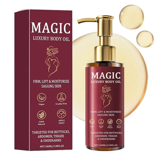 Magic Body Firming Oil, Luxury Body Oil for Crepe Skin, Tightening & Hydrating Body Oil After Shower with Vitamin E and Rosehip, Non-Greasy Body Serum Oil for Thighs, Arms, Chest, 100ML / 3.38 Fl Oz-BrightBean Baby