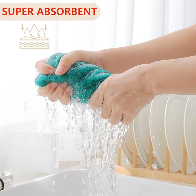 Homaxy 100% Cotton Waffle Weave Kitchen Dish Cloths, Ultra Soft Absorbent Quick Drying Dish Towels, 12 x 12 Inches, 12-Pack, Teal