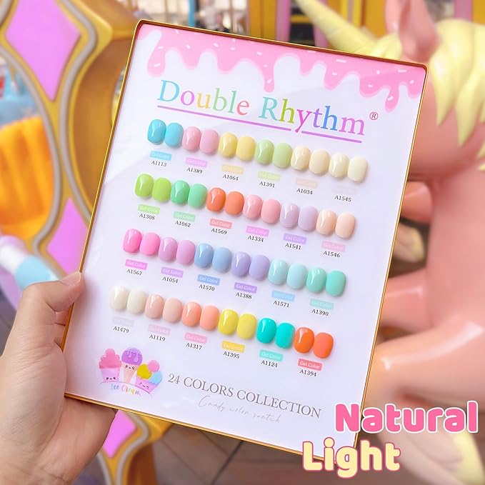 Double Rhythm 28Pcs 0.5Oz Gel Nail Polish Set Same Color Same Bottle Soak Off Gel Polish Kit Nail Art Manicure Salon DIY at Home for Women (Pastel Candy Collection-T24-5)-BrightBean Baby