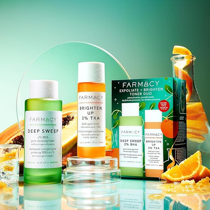 Farmacy 2% Salicylic Acid Toner for Face + 3% Tranexamic Acid Brightening Toner - Exfoliating Skincare Set to Minimize Pores + Reveal a Healthy-Looking Complexion (2 Count)-BrightBean Baby