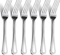 24-Piece Dinner Fork Set, 8-Inch Silverware, Stainless Steel, Elegant Pearl Dot Handle, Dishwasher Safe
