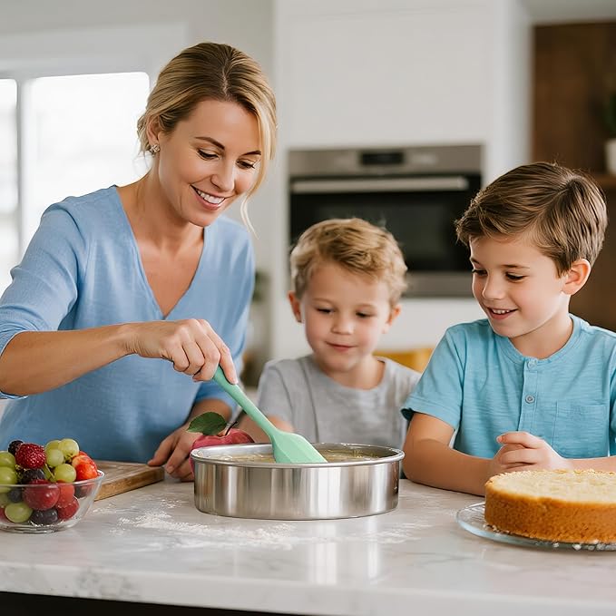 8 Inch Round Cake Pans Set of 3, Nonstick Stainless Steel Baking Pans Set with 100PCS Parchment Papers, Durable Birthday Christmas Circle Layer Cake Pans, Cake Pans Sets for Baking, Dishwasher Safe