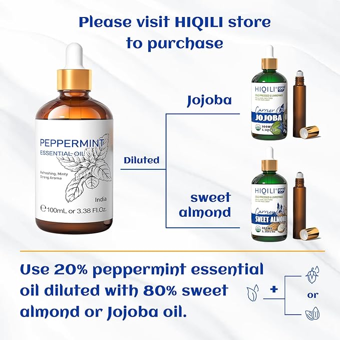 HIQILI 1 Fl Oz Peppermint Oil, for Homemade Spray, Diffuser, 100% Pure Natural 30ML-BrightBean Baby