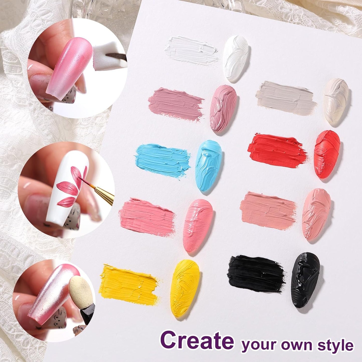 Gradient Painting Gel, 9 Colors Ombre Gel Nail Polish Oil Painting 3D Sculpture Effect for Pigment Pat Nails French Manicure DIY Nail Art Long-lasting Soak of UV/LED Artistic Inspiration-BrightBean Baby