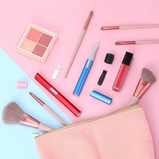 Chumia 2 Pcs Electric Eyebrow Trimmer Women Precision Face Razors Mini Shaver with Comb Christmas Women Gift Battery Operated Personal Epilator for Face Neck Fuzz Lips Leg(Red, Blue)-BrightBean Baby