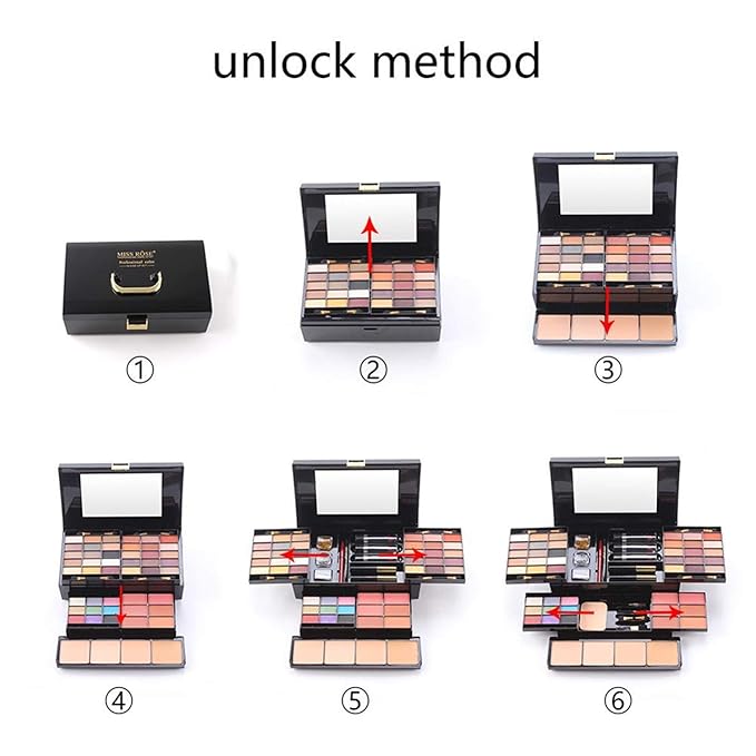 54 Colors All in one Makeup Gift Set Holiday Birthday Beauty Cosmetic Essential Starter Bundle Include 39 Eyeshadow Palette, 6 Blush, 6 Sponge Stick, 4 Compact Powder, 3 Lipstick, Eyeliner-BrightBean Baby