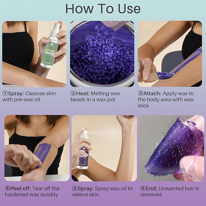 BLITZWAX Brazilian and Bikini Waxing Kit for Women, Hard Wax Warmer for Face, Legs, and Body, At Home Hair Removal Kit, Beginner Friendly, Quick Heating, 32pcs Wax Spatulas-BrightBean Baby