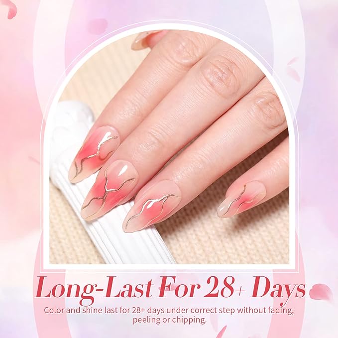 Born Pretty Jelly Nude Pink Gel Nail Polish Sheer Transparent Gel Polish 6Colors Soak Off U v Light Cure Gel Polish Kit for Salon and Nail Art DIY at Home-BrightBean Baby