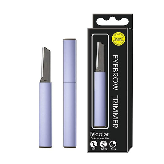 Exfoliating Eyebrow Razor Dermaplaning Tool Eyebrow Trimmer with 4 Replacement Blades, Facial Razors for Women Aluminum Alloy Handle & Stainless Steel Blade (Blue)