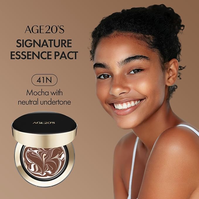 AGE20'S Signature Essence Pact SPF 50+ | Pack of 1 | 41N MOCHA | Cream Foundation, Dewy Finish, Natural Coverage | Korean Cushion Foundation-BrightBean Baby