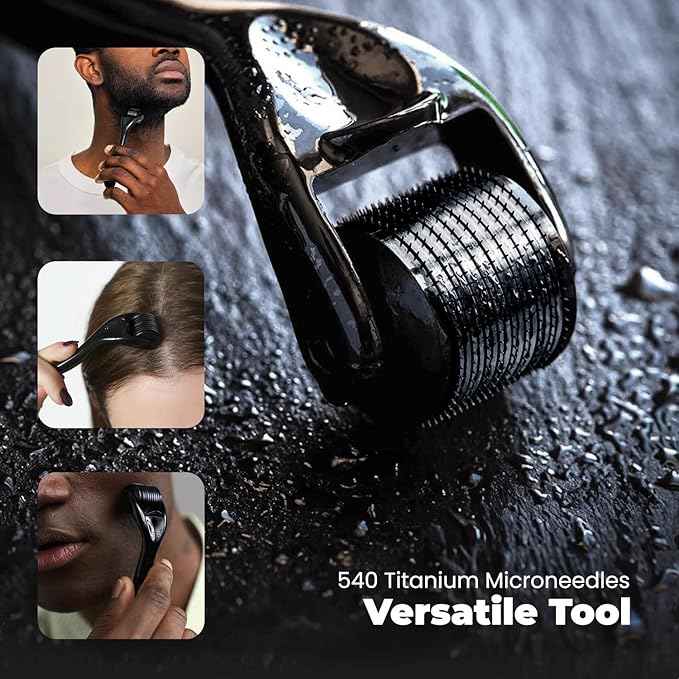 ROSELYNBOUTIQUE Derma Roller for Hair Beard Facial Skin Face 540 Titanium Microneedle - At-Home Beauty Instrument - Holiday Gift for Men Women-BrightBean Baby