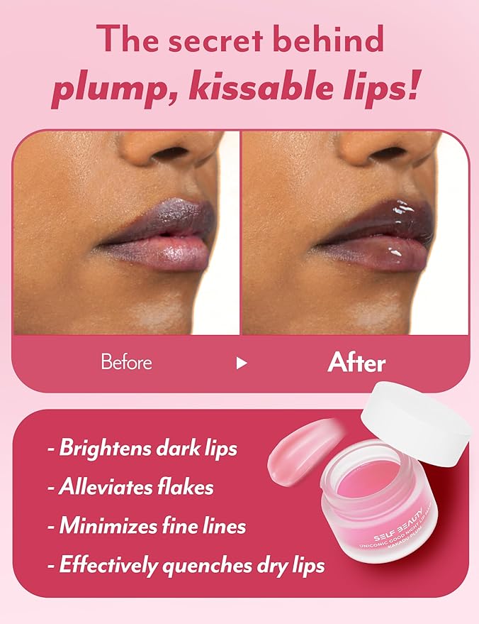 SelfBeauty Lip Mask - Kakadu Plum, Vegan Lip Balm, Daily Lip Moisturizer, Overnight Hydrating Lip Treatment with Vitamin C, Lip Scrub Exfoliator Intensive Lip Repair, 0.51fl.oz-BrightBean Baby
