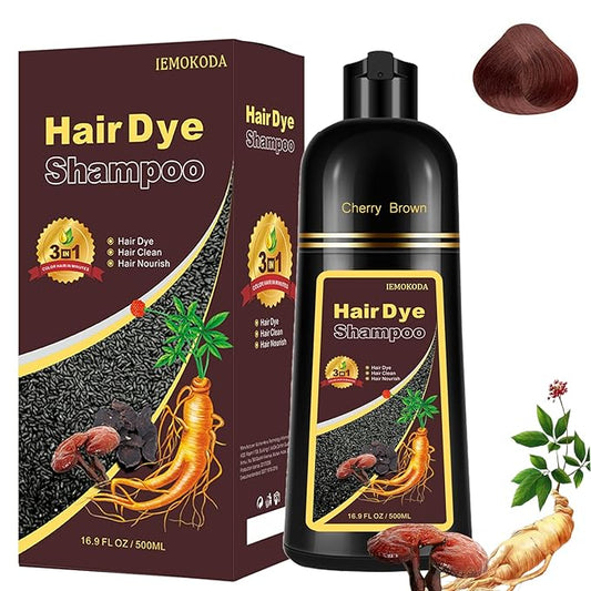 Cherry Brown Hair Dye Shampoo 3 in 1 - Champu Para Pintar el Cabello, Herbal Brown Hair Dye for Women Men, Hair Color Shampoo-BrightBean Baby