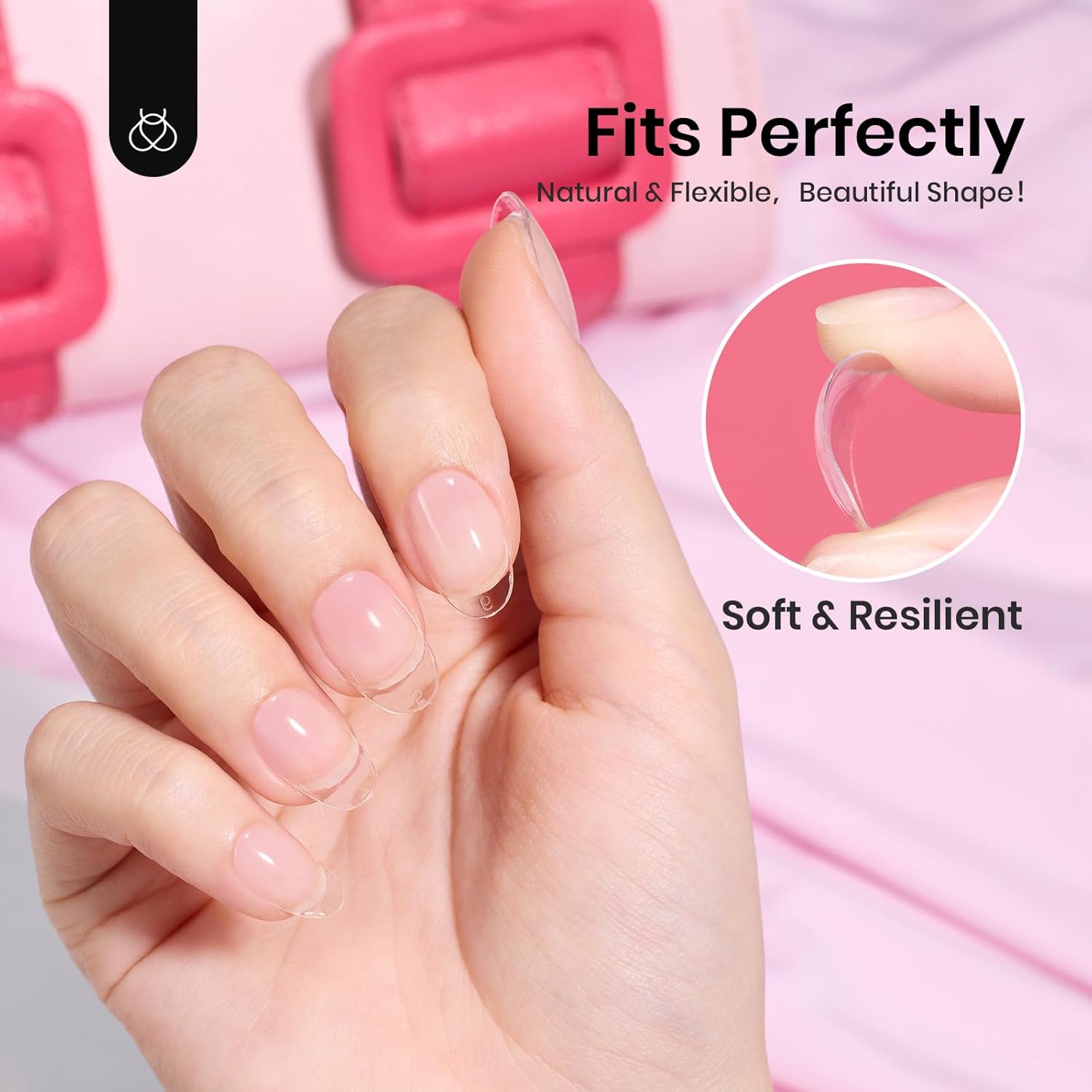 Beetles Gel Nail Tips 288Pcs Pre-Shaped Short Oval Fake Nails Gelly Tips Clear Press on Nail Tips Full Cover False Nails Gifts for Girls Women Gelly Tips Home DIY Nail Salon-BrightBean Baby