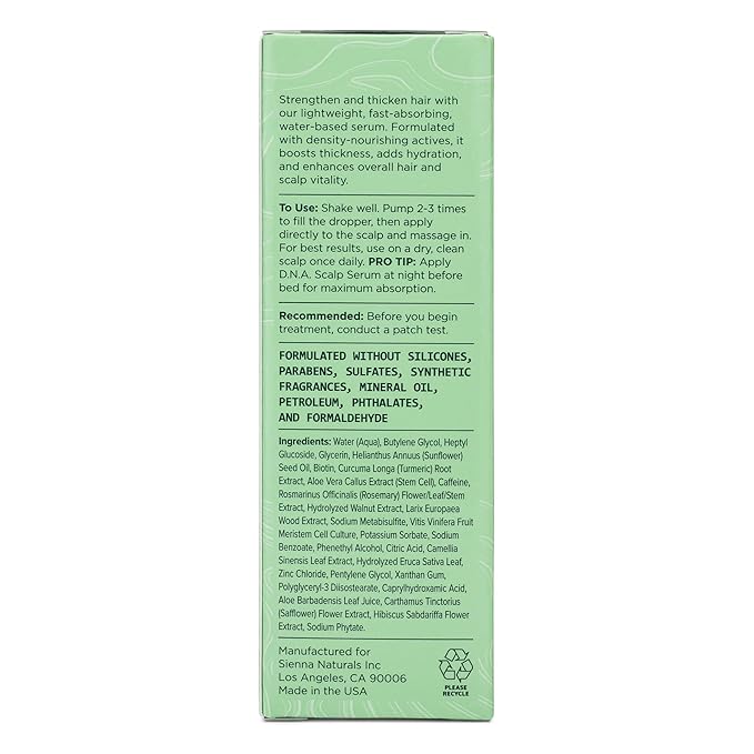 Sienna Naturals - D.N.A. Scalp Serum – Hair Growth Serum for Thinning Hair, Scalp Repair & Strength – Nourishing, Active Treatment for Scalp Health with Biotin & Rosemary– 1 oz-BrightBean Baby