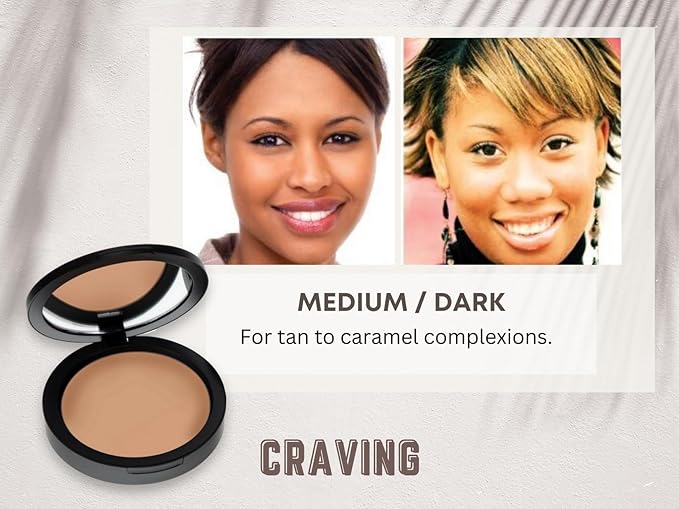 Mineral Dual Powder in Craving (Medium/Dark) | 4-in-1 Pressed Mineral Foundation with SPF 15 for Flawless Glow & Soft Looking Skin | Oil Free, Talc Free, Gluten Free | 0.45 Oz | by Mommy Makeup-BrightBean Baby
