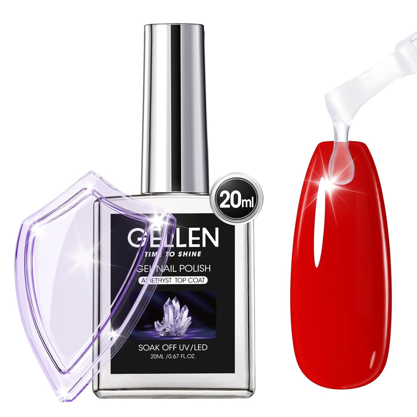 GELLEN No Wipe Gel Top Coat, 20ml Clear Glossy Top Coat Gel Nail Polish, Long Lasting for 28+ Days, DIY Nail Art Manicure for Women Gilrs-BrightBean Baby