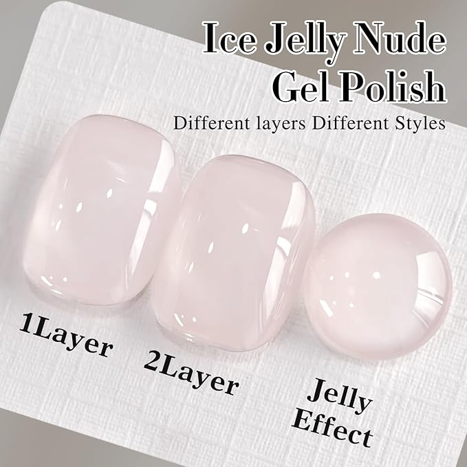 Double Rhythm Translucent Gel Polish Sheer Neutral Natural Light Milky Same Color Same Bottle 15ML Jelly Nail Polish Nail Art DIY at Home (Milky Pink-A1377)-BrightBean Baby
