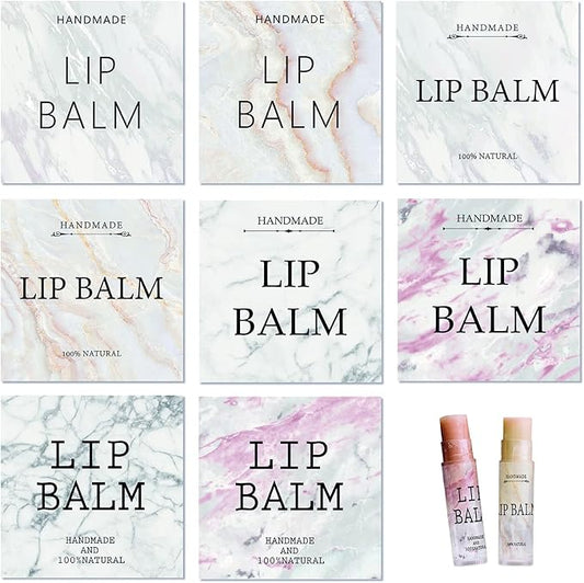 CRASPIRE Lip Balm Labels 80pcs Homemade Lip Balm Labels 2” Clear Lip Balm Labels for Tubes Printable Waterproof Lip Balm Stickers Labels for Lip Balm Handcream Candle Container（Marble Pattern）-BrightBean Baby