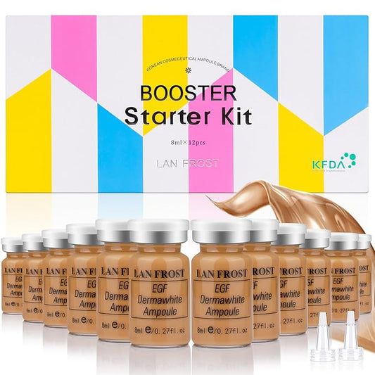 BB Facial Glow Serum Starter Kit Hyaluronic Acid Essence Foundation Skin Care Kit 0.27oz 12 Vials, Combined With Niacinamide and Peptides To Brighten Skin Tone Anti-Aging Foundation Light Rose-BrightBean Baby