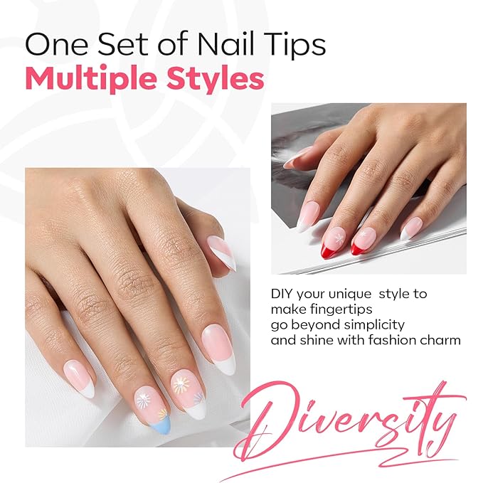 modelones Press on Nails, 150 Pcs French Tip Press on Nails, NailBoxie Brown Short Almond Nail Tips, Soft Gel Nail Tips, Ideal for Wedding, Party, Daily DIY Nail, 15 Sizes (S)-BrightBean Baby