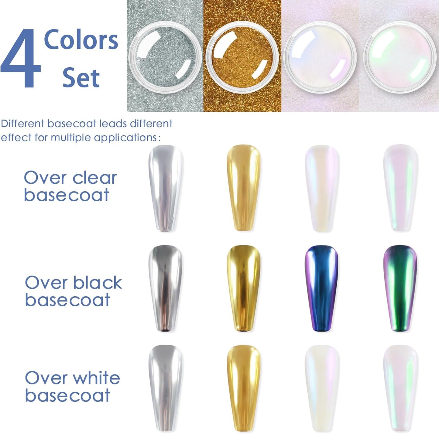 Allstarry Chrome Nail Powder, Metallic Mirror Gold Chrome Powder Pigment Color Changing Chameleon Nail Powder Nail Art Glitter Dust for Gel Nail Manicure DIY at Home Salon Women Gifts-BrightBean Baby