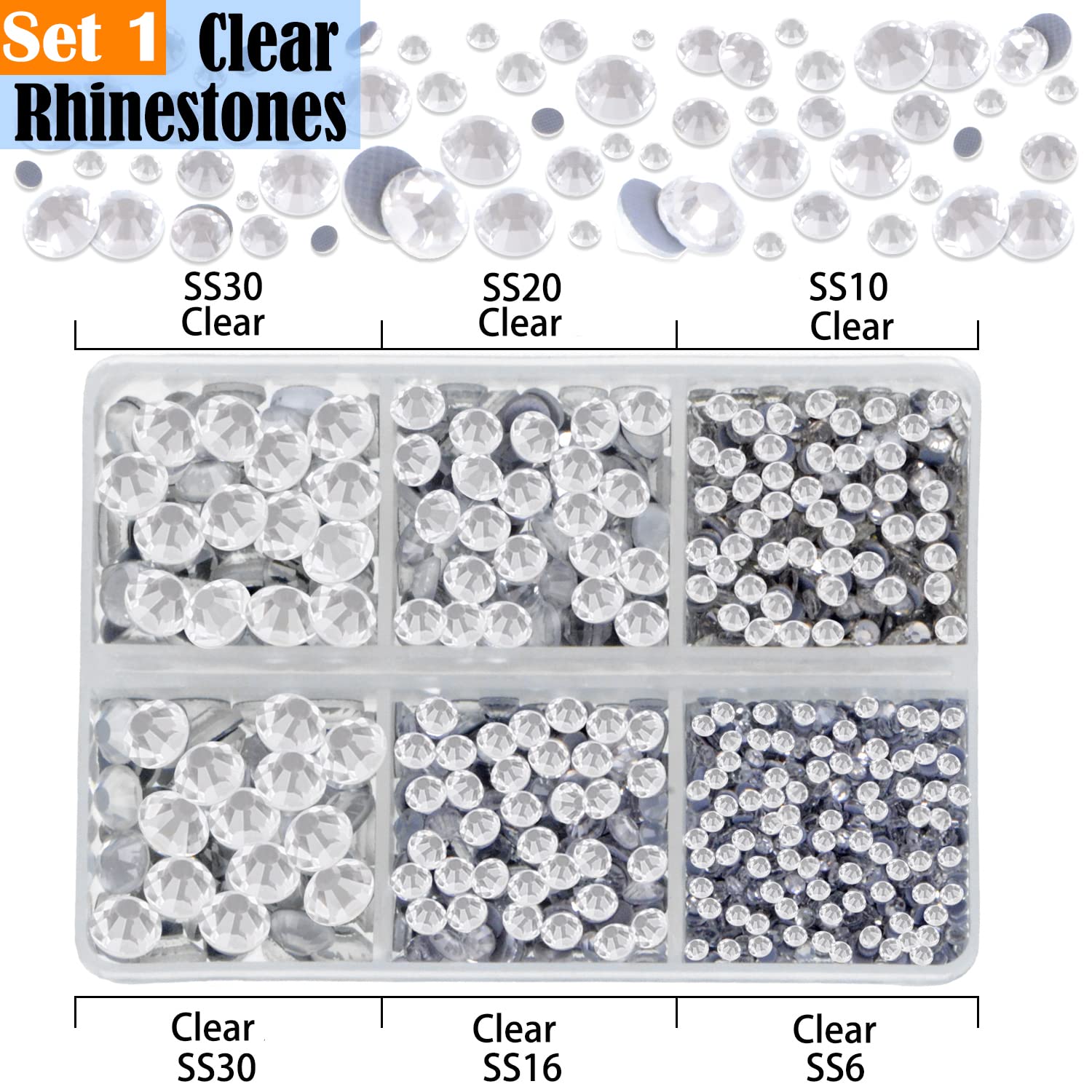 LPBeads 10000pcs Hotfix Rhinestones Flatback Glass Clear and AB Crystal Rhinestone with Tweezers and Picking Pen for Crafts Clothes Nail Art-BrightBean Baby