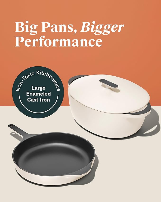 Caraway Cast Iron Skillet - 12” Enameled Cast Iron Pan With 3 Layer Enamel Coating - No Seasoning Required - Compatible With All Stovetops - Free From Forever Chemicals - Midnight Blue