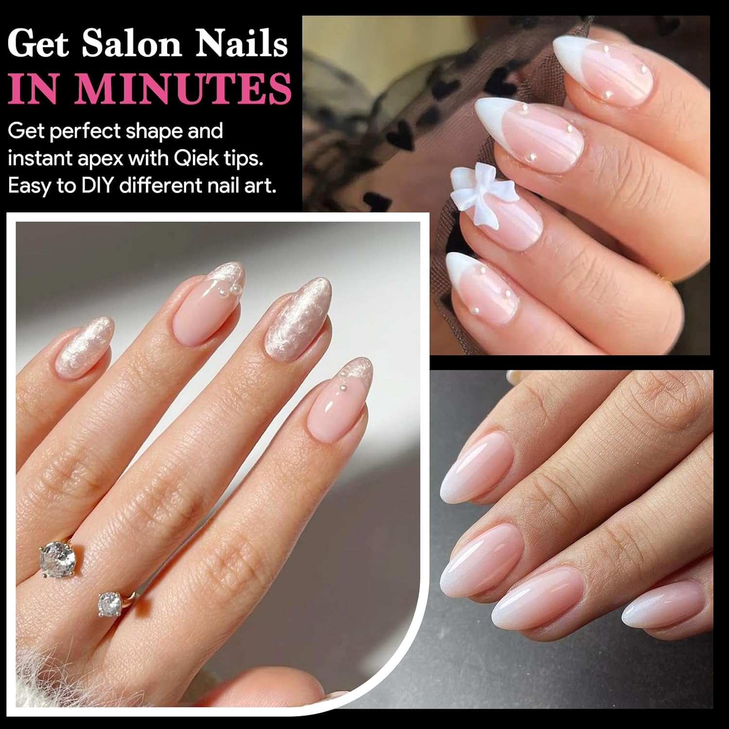 Short Almond False Nail Tips, 15 Sizes 510 PCS Clear Soft Press On Fake Nail Pre-shaped Half Matte Full Cover Gel Nail Tips Extensions Strong Thick Long Lasting for DIY Beginners & Salon Manicure-BrightBean Baby