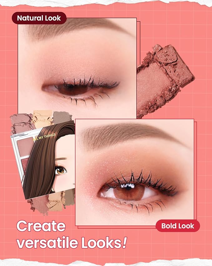 AMTS True Beauty Dear Rose Eyeshadow Palette, Matte Shimmer Glitter Highly Pigmented, Long Lasting, Cheek blush, K Beauty, Korean makeup-BrightBean Baby