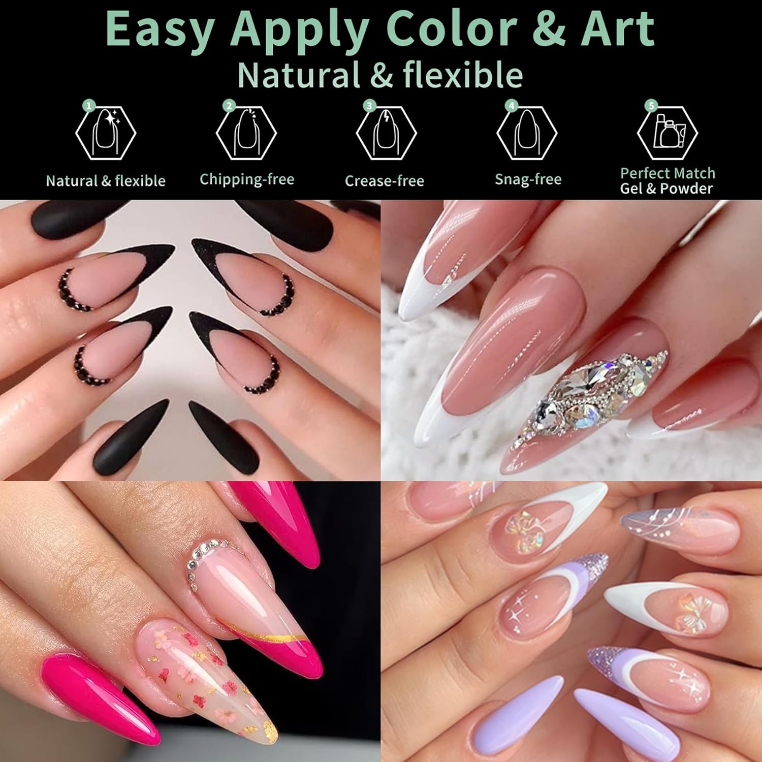 Medium Stiletto Nail Tips, 216pcs Acrylic Soft Fake Nails Gel Nail Tips, Full Cover Pre-Shaped Matte Clear Press on Nails for Extension, Diy at Home Manicure 12 Sizes-BrightBean Baby