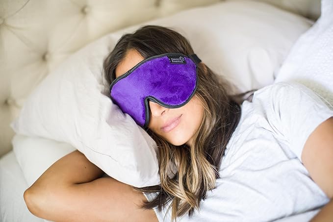 Dream Essentials, Escape 3D Sleep Mask, Earplugs, Carry Pouch Set, Molded Eye Shade, Men and Women, Contoured, Nose Bridge, Light Block, Memory Foam, Gift Set, Travel, Yoga, Blindfold, Deep Purple-BrightBean Baby