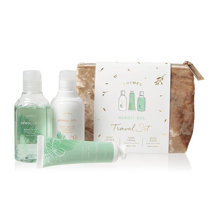Thymes Travel Set and Beauty Bag - Contains Body Wash, Body Lotion & Hand Cream - Neroli Sol-BrightBean Baby