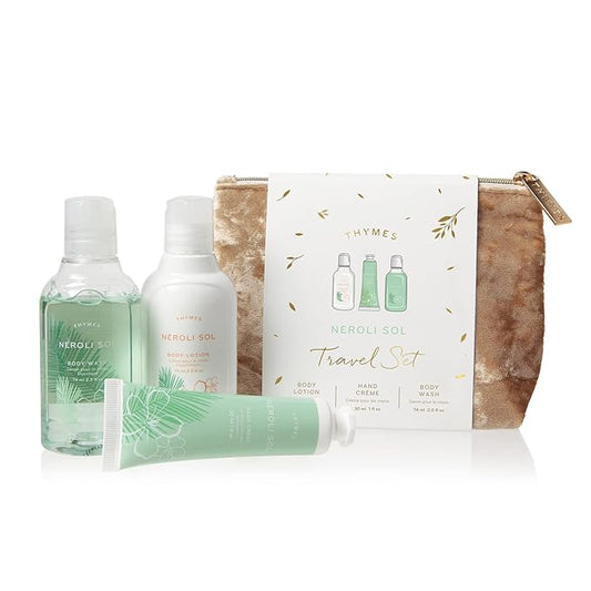 Thymes Travel Set and Beauty Bag - Contains Body Wash, Body Lotion & Hand Cream - Neroli Sol-BrightBean Baby