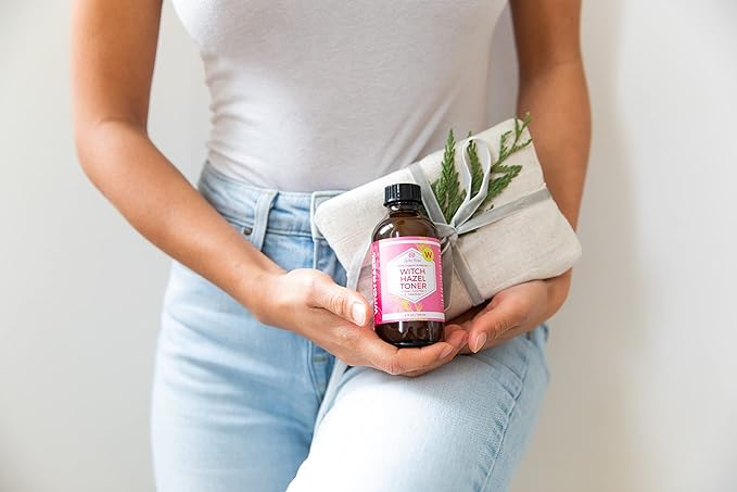 Witch Hazel Alcohol Free Toner by Leven Rose, 100% Pure Organic Facial Rose Water with Rose Petals, Calendula, Cucumber, and Chamomile Flower 4 oz-BrightBean Baby