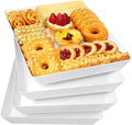 4-Pack Serving Tray, Serving Platter for Parties, Entertaining, Camping & Food Display, Reusable & Stackable Plastic Trays in Kitchen, Rectangular Food Platters for Cookie, Appetizer(White)
