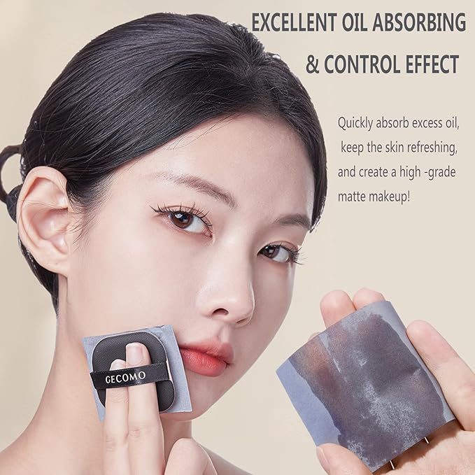Natural Bamboo Charcoal Facial Oil Blotting Paper,100pcs Oil Blotting Sheets with Portable Mirror & Makeup Puff for Oily Face Skin,Oil Control Film Easy Take Out Handy Friendly Oil Absorbing Tissues-BrightBean Baby