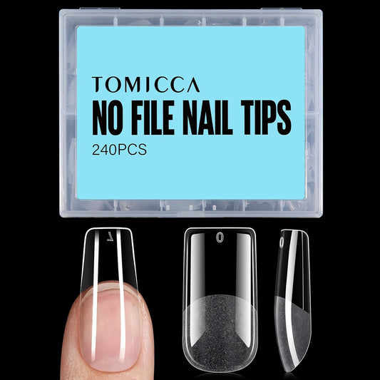 TOMICCA Medium Square Nail Tips Gel Tips Half Matte Acrylic Fake Nails 240Pcs Full Cover False Nails 12 Sizes for Nail Extension Home DIY Salon-BrightBean Baby