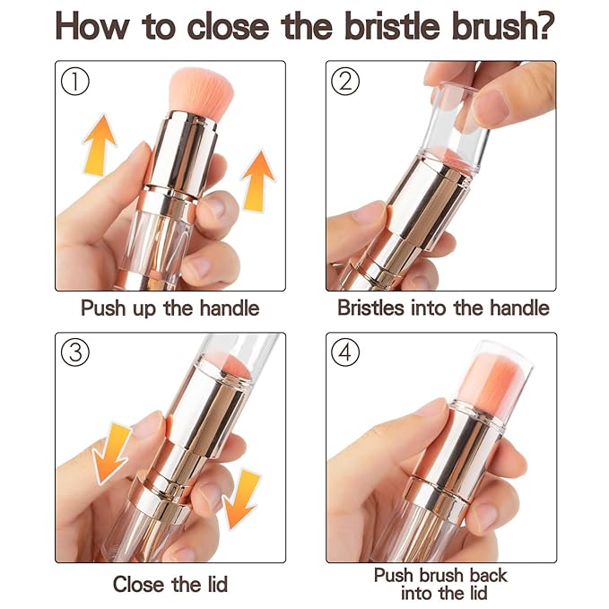 kullder Travel Makeup Brush 5 in 1 Makeup Brush set Blend Sponge Eyebrow Eyeshadow & Blush Brushes for Foundation Concealer Double Ended Makeup Brush with Powder Puff Ideal Womens Gifts-BrightBean Baby