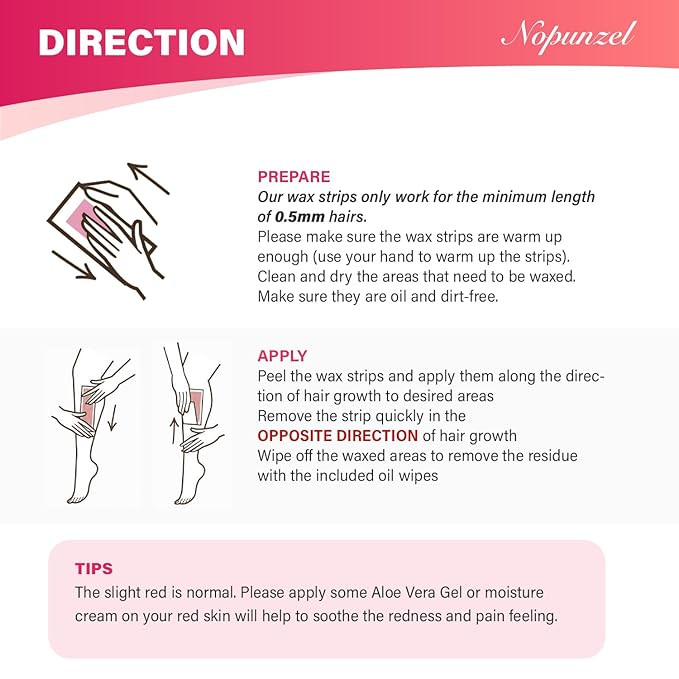 Wax Strips: 64 Waxing Strips - Hair Removal Wax - Brazilian Waxing - Waxing Kit for Women - Body Legs Arms Chest Bikini Back - Wax Kit At Home for Hair Removal - 2 sizes - 4 Calming Oil Wipes-BrightBean Baby