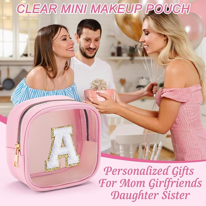 YOOLIFE Mini Makeup Bag | Clear Makeup Bag Toiletry Case | Travel Transparent Cosmetic Bag | Portable Make Up Organizer | Small Cosmetic Bag for Purse | Teacher Daughter Gifts | Pink D-BrightBean Baby