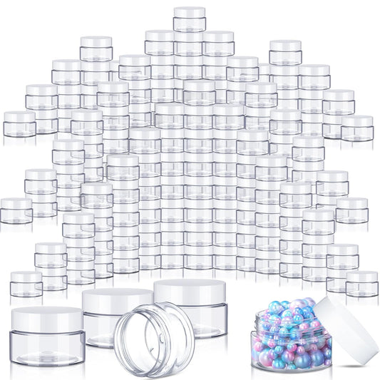 200 Pcs 1 oz Empty Bulk Plastic Container Jars with Lid Leak Proof Round Plastic Jars Small Cosmetic Travel Containers for Storage Makeup Creams Lotion Ointments, White-BrightBean Baby