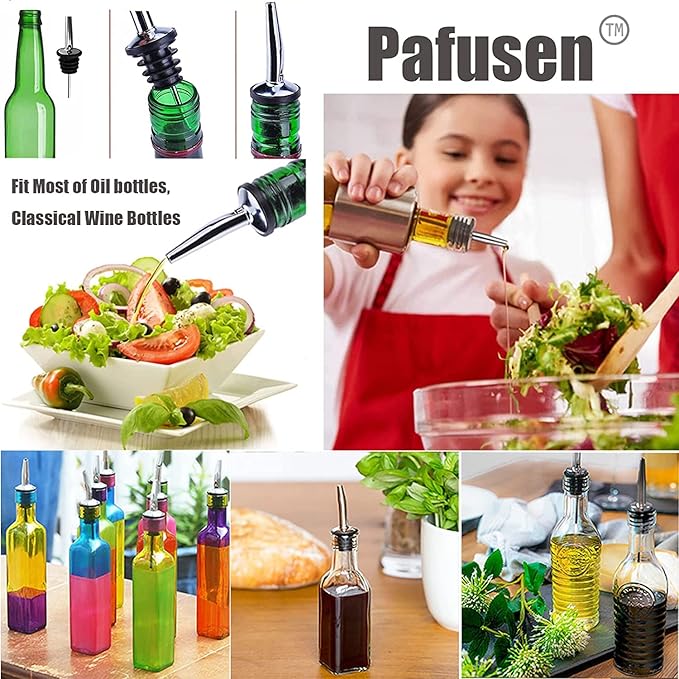 Pafusen 12 Pack Liquor Bottle Pourers, Liquor Pour Spout for Liquor Bottles, Stainless Steel Olive oil Dispenser Spout, Alcohol Pourer Spouts Dust Caps Covers, Gold