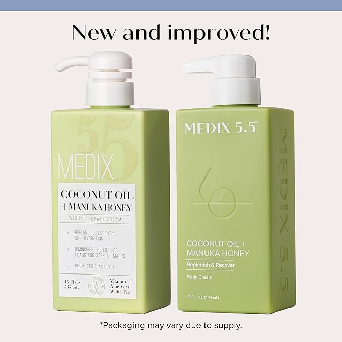 MEDIX 5.5 Coconut Oil Lotion W/ Manuka Honey Cream Skin Care Face Moisturizer & Body Cream | Firming Coconut Oil For Skin Minimizes Look Of Dry Skin, Cellulite, Stretch Marks, & Wrinkles, 2-Pack-BrightBean Baby