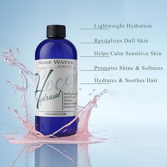 Rose Hydrosol Water Spray Toner 32 oz for Face Hydrating Mist Hydration Pure & Natural Rosewater Hydrosol All Skin Types Face Skin Pores Body Locs Cleansing Bulk Refill COCOJOJO - Packaging May Vary-BrightBean Baby