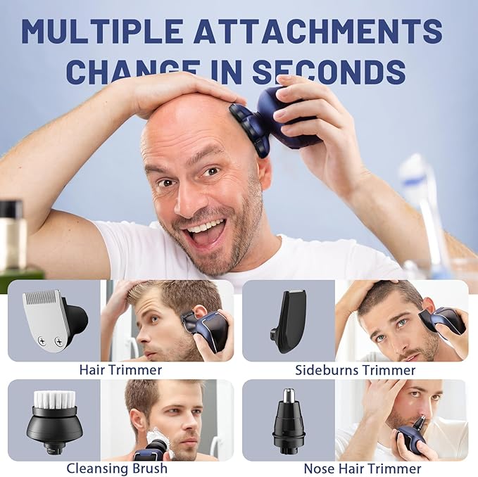 Head Shavers for Bald Men: 5-in-1 Electric Razor - Waterproof Shaving Grooming Kit for Balder - Turbo Speed & Precision Blades-BrightBean Baby
