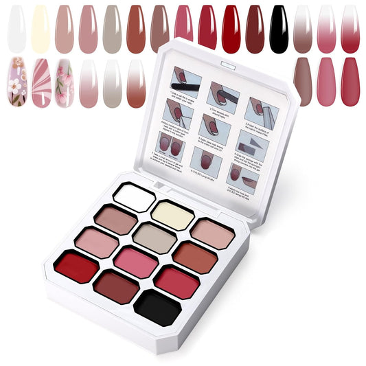 Gradient Painting Gel, 12 Colors Ombre Gel Nail Polish for Pigmented Pat Painting Gel French Manicure No-wipe Soak of UV DIY Art Home Salon Palette Chiffon Hues-BrightBean Baby