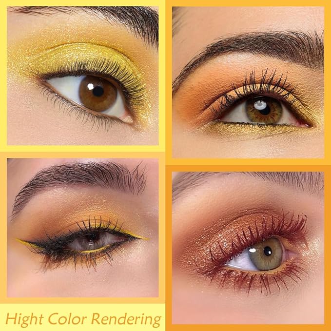 Gold Yellow Brown Smokey Goth Eyeshadow Palette Makeup,Highly Pigmented Natural Powder Eye Shadow Palette Long Lasting Naturing-Looking,Basic Gold Brown Shade for Halloween,Vegan