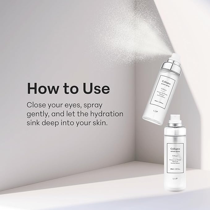 LIZK Collagen Serum Spray for Face 100ml (3.38 fl.oz) Glass Skin,easy to use, sparying at last step in skincare,body care, moisture mist, korea cosmetics-BrightBean Baby